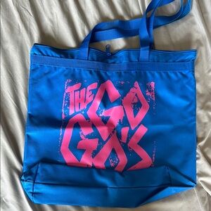 The Go Go's Blue Tote Bag with Pink Graphic